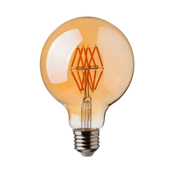 Żarówka LED V-TAC 8W Filament E27 Kula Glob G95 Bursztyn VT-2019 2200K 600lm